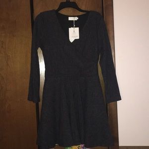 Long Sleeve Mini A-Line Dress w/ a Tie Waist